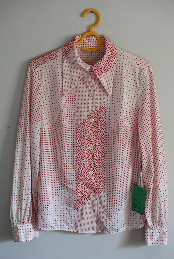 1970s Deadstock Polkadot Blouse in size 16 - image 1