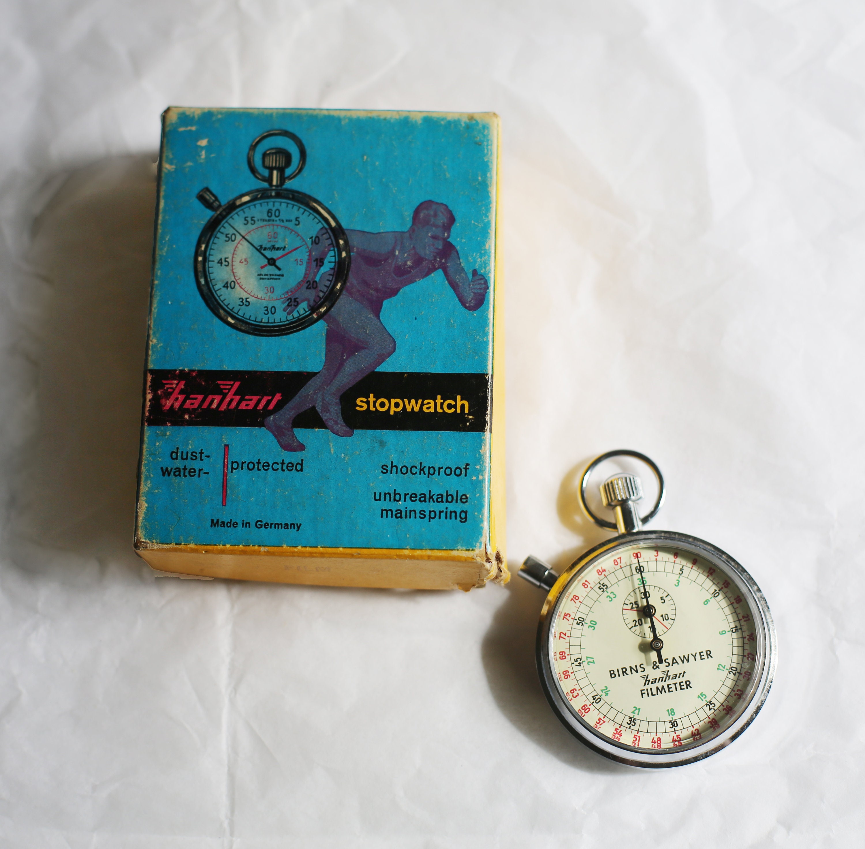 Vintage Hanhart Lever 7 Jewels Shockproof Stopwatch, 54mm Case 80's Retro admin