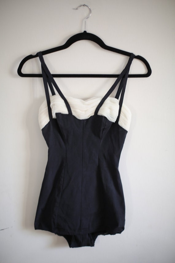 1940s black and white Petite Swim Suit