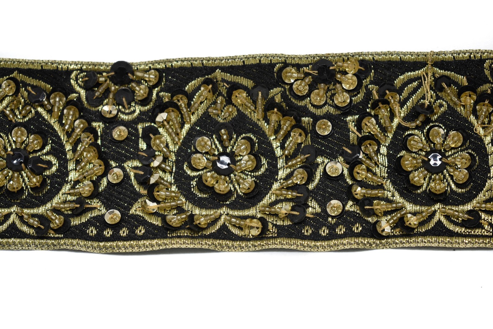 Embroidered Jacquard Trim with Sequins Trim by the Yard Sewing Etsy