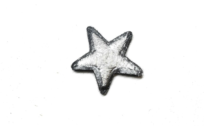 Metallic Star Applique 1.25 Metallic Silver and Black Iron-on Star Patch Applique