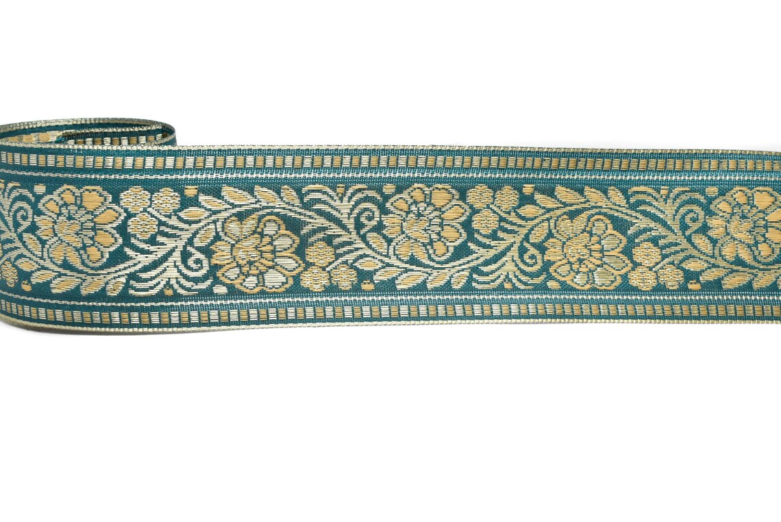 Wide Floral Jacquard Ribbon Trim by the Yard Woven Ribbon Etsy