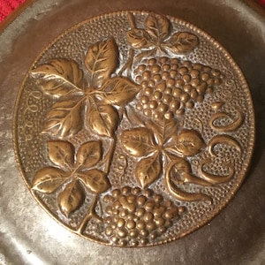 Vintage Israel Brass and Enamel Bowl with Lid