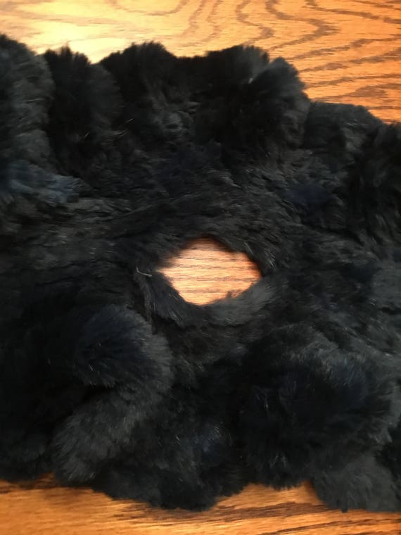 Jocelyn Dark Blue Rabbit Fur Scarf