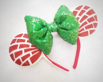 Christmas Red Glitter Concha Minnie Mouse Ears