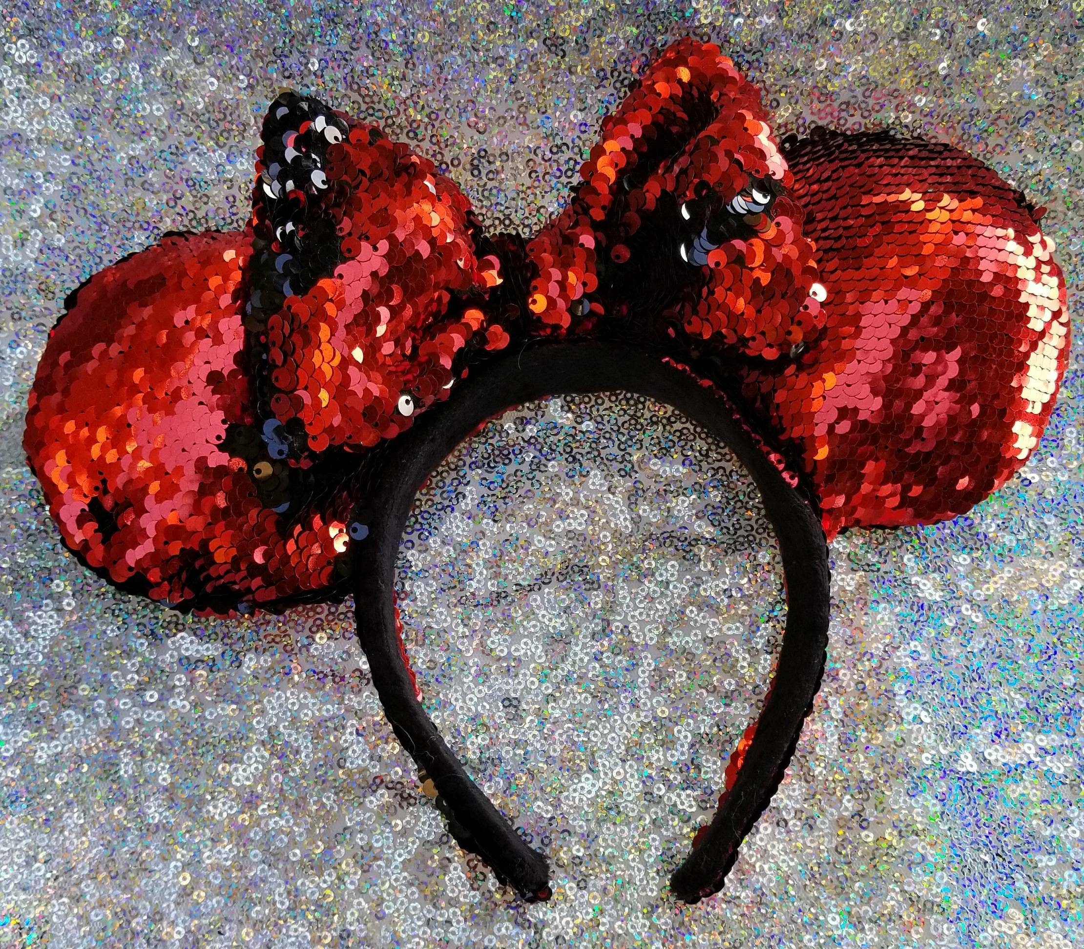 Disney Black and Red Sequin Minnie Ears Disney Sequin Minnie Ear Ornament Black with Red Bow – World  main image 4