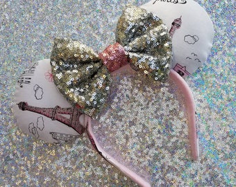 Eiffel Tower- Paris Inspired  Minnie Ears, Disney Ears, Headbands, Disney Inspired Ears