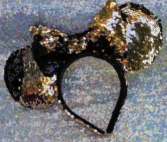 Reversible Rose Gold/ Black Sequins Minnie Ears, Disney Ears  display picture 1