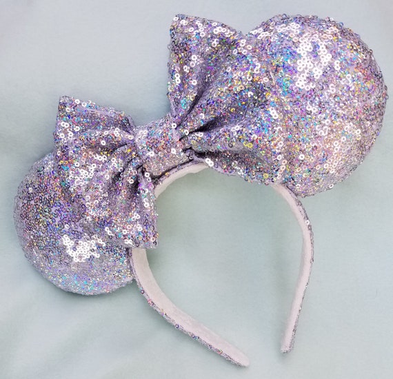 Disney Silver Sequin Minnie Ears with Iridescent  Bow Headband Japan Tokyo Disney-Parks Resort Minnie Ears Headband  main image 2