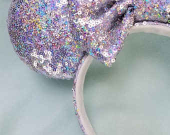 Silver Iridescent Sequins Minnie Ears, Disney Ears - Etsy display picture 2