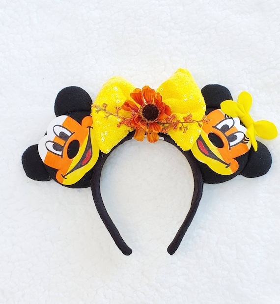 Disney Minnie Mouse Ears -  Two Pairs - Sequence Red Bow and Sequences Candy Cor Candy Corn Mouse Ears: Halloween Sequin Bow Headband - Etsy main image 2