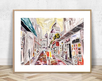 Sacre Coeur, Montmartre, Paris. Limited edition, hand signed Giclée print of my acrylic painting of this colorful city.