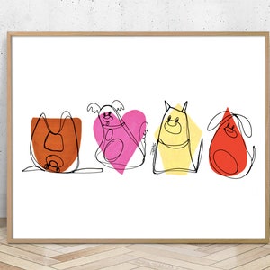 Funny Dogs, limited edition signed print of my acrylic painting - Giclée print- colorful dog drawing