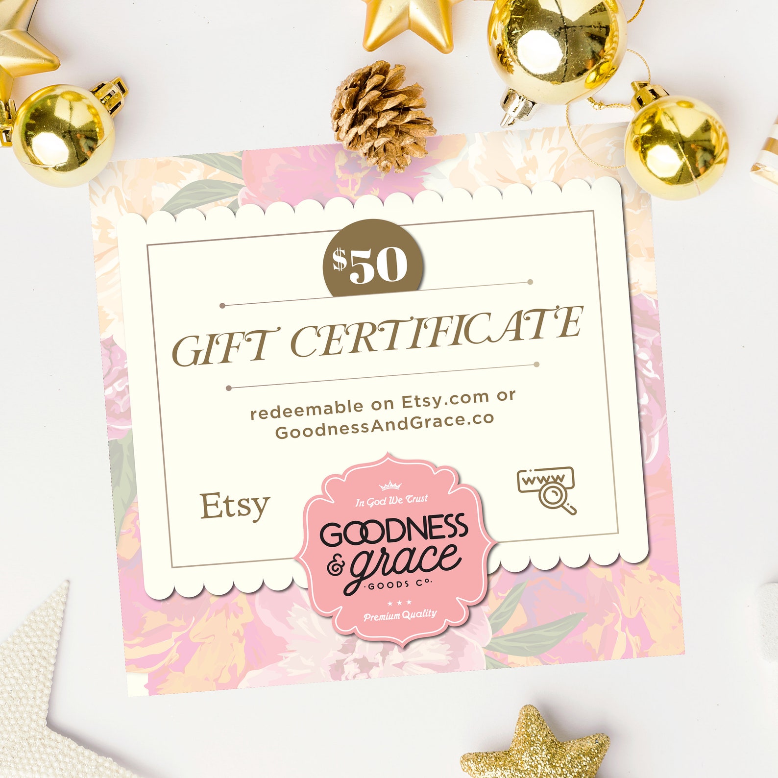 50 Dollar Gift Card to Goodness & Grace Goods Co Etsy