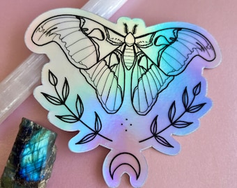 Atlas Moth Holographic Sticker: Waterproof Laptop Decal