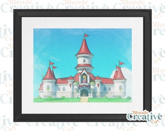 Princess Peach's Castle | Digital Watercolor Print | Super Mario Poster | Digital Download