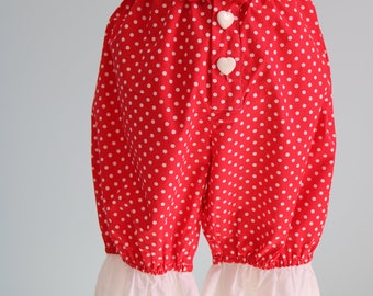 Minnie Mouse polka dot Bloomers, Disney Lolita Bloomers, Cotton polka dot Bloomers, Vintage inspired, Red and white cute Polka Dot shorts