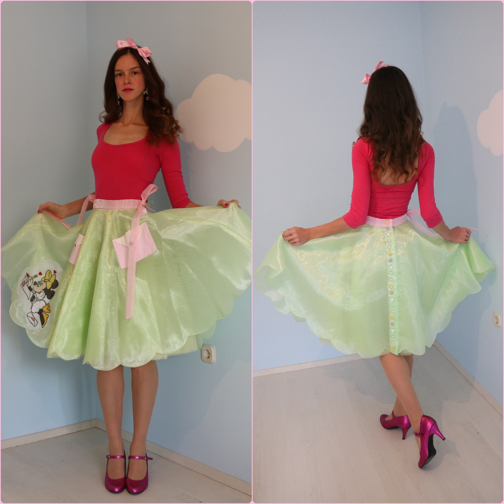 Rockabilly Skirt Pastel Green Skirt Walt Disney Skirt Etsy