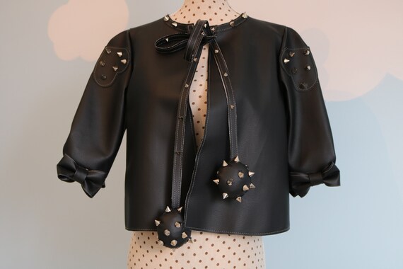 Rebel Cinderella jacket, Rock romantic jacket, Eco leather Rockabilly jacket, Rock Princess studded jacket, Disney Princess inspired jacket