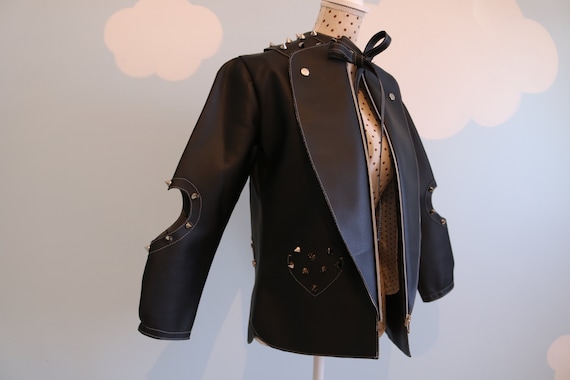 Rebel Snowhite jacket, Rock Princess jacket, Rock Romantic eco leather jacket, Eco leather studded jacket, Disney Princess rockabilly jacket
