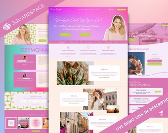 Premium Squarespace Website Template | Für Therapeuten, Yoga-Studios, Life Coaches, kleine Unternehmen, kreative Marken | Feminines, witziges Design