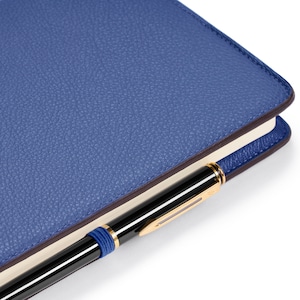 Personalised Refillable Luxury Leather A5 Notepad | Notebook | Journal in Textured Royal Blue Cowhide