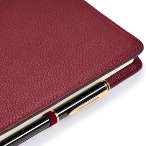 Personalised Refillable Luxury Leather A5 Notepad | Notebook | Journal in Textured Burgundy Cowhide