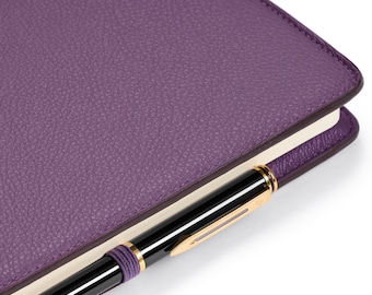 Personalised Refillable Luxury Leather A5 Notepad | Notebook | Journal in Textured Purple Cowhide