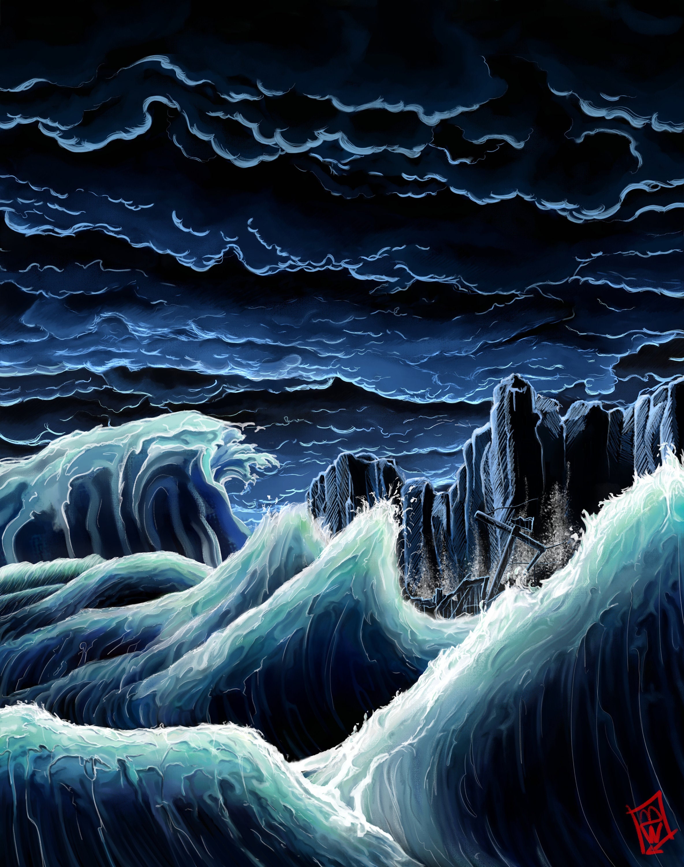 Tableau Nauffrage - Toile sur Châssis Art Déco