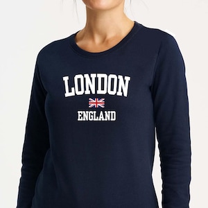 Organic Cotton London Sweatshirt, England Sweatshirt, Union Jack Flag Sweatshirt, Unisex Sweatshirt, Birthday Gift, Size XS - 5XL