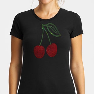 Cherry Rhinestone T-shirt, Gift For Her, Size XS - 8XL