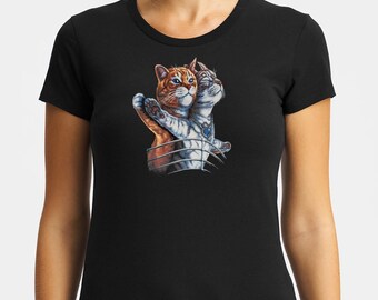 T-shirt Titanic en coton bio avec chat, tailles XS à 9XL