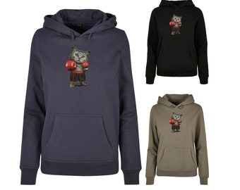 Cat Boxing Hoodie, Cat Sweatshirt, Size XS - 7XL