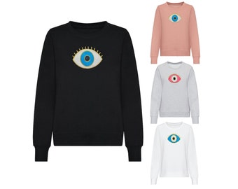 Sweat-shirt Evil Eye, Sweat-shirt Paillettes Evil Eye, Pull Evil Eye, Taille XS - 5XL