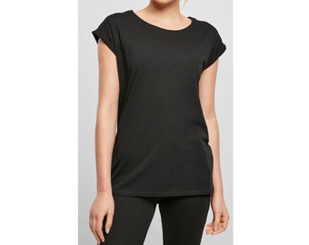 Blank Organic Cotton Womens Extended Shoulder T-shirts, Size XS - 5XL