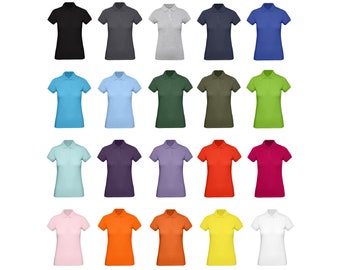 Blank Organic Cotton Womens Solid Polo Shirts, Size XS - XXL