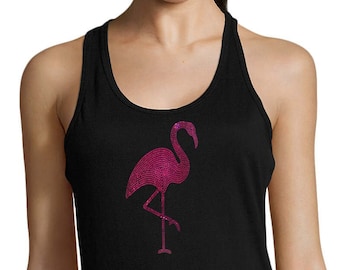 Débardeur Strass Flamant Rose, Taille S - 6XL