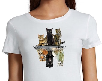 Katzen-Tiger-T-Shirt aus Bio-Baumwolle, Katzen-Shirt, Black-Panther-Shirt, Sibirischer Tiger-Shirt, Bengal-Tiger-Shirt, Größe XS - 9XL