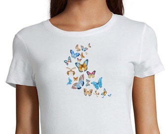 Organic Cotton Butterfly T-shirt, Size XS - 3XL