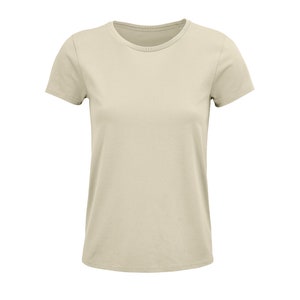 T-shirts unis en coton biologique vierge pour femmes, taille XS à 3XL Natural