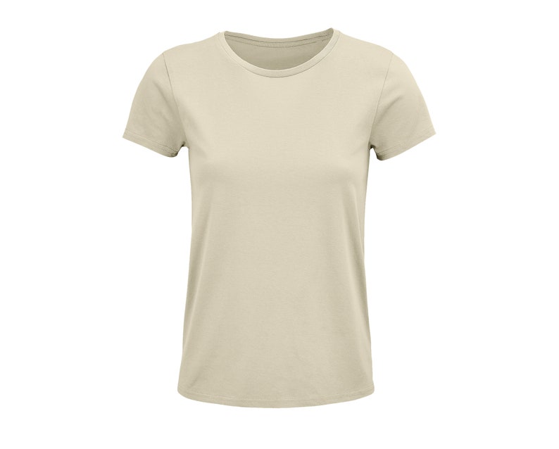 T-shirts unis en coton biologique vierge pour femmes, taille XS à 3XL Natural