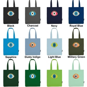 Organic Cotton Evil Eye Tote Bag, Evil Eye Sequin Bag, Evil Eye Organic Shoulder Bag, Bag Gift afbeelding 7