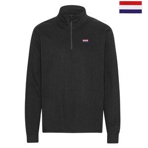 Organic Cotton Dutch Embroidery Flag Patch 1/4 Zip Sweatshirt, Football Sweatshirt, Birthday Gift, Holland Sweatshirt, Size XS - 3XL