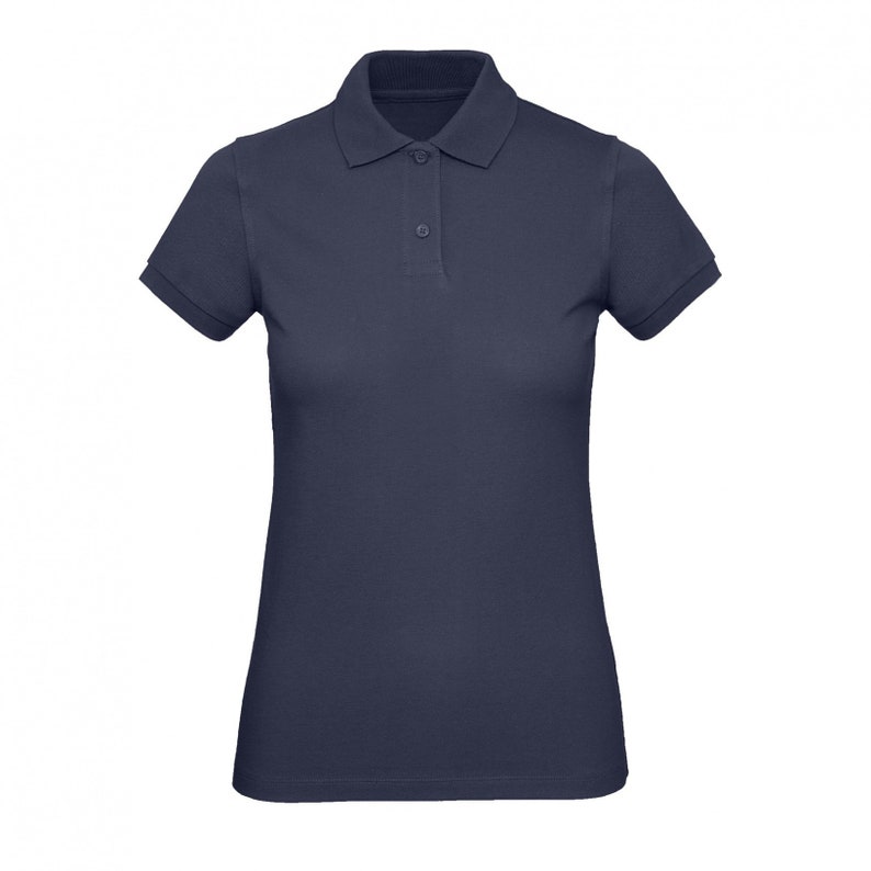 Polos lisos para mujer de algodón orgánico en blanco, talla XS XXL Navy