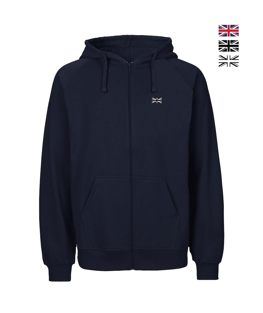Organic Cotton Union Jack Flag Zipped Hoodie, British Flag Hoodie