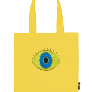 Organic Cotton Evil Eye Tote Bag, Evil Eye Sequin Bag, Evil Eye Organic Shoulder Bag, Bag Gift afbeelding 5