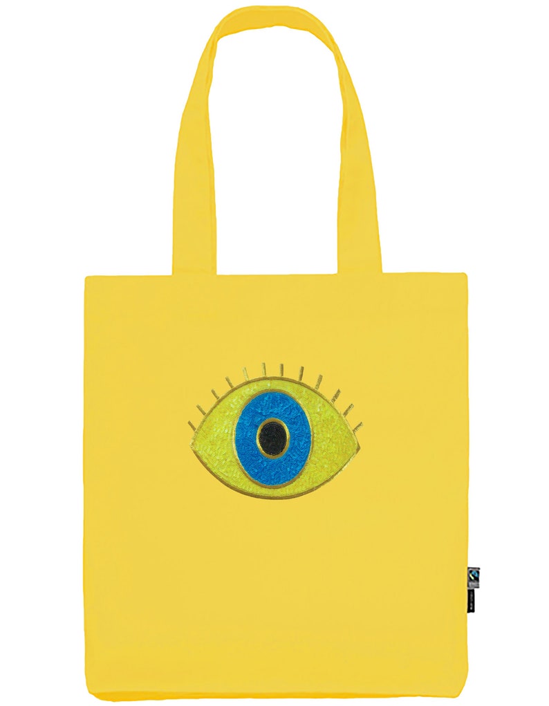 Organic Cotton Evil Eye Tote Bag, Evil Eye Sequin Bag, Evil Eye Organic Shoulder Bag, Bag Gift afbeelding 5