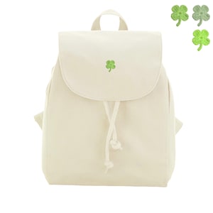 Strickrucksack aus Bio-Baumwolle mit Kleeblattmotiv, irisches Geschenk, Mini-Rucksack, Geburtstagsgeschenk, kleiner Rucksack, Schulrucksack