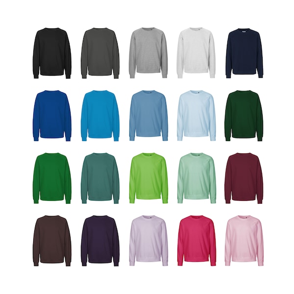 Blanko-Unisex-Sweatshirts aus Bio-Baumwolle, Größe XS - 5XL