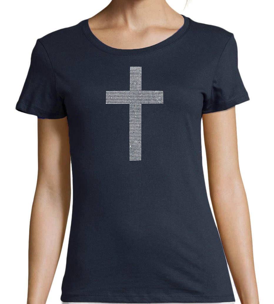 Cross Rhinestone T-shirt | Etsy